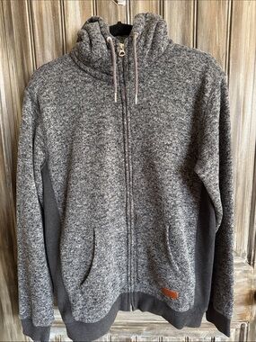 Quiksilver Men’s Keller Zip Gray Hooded Sweater Jacket